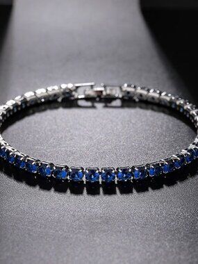 New Womens Sappire Cz Tennis Bracelet